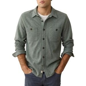 Marine Layer Pacifica Stretch Twill Overshirt Olive Marge Large New With Tags